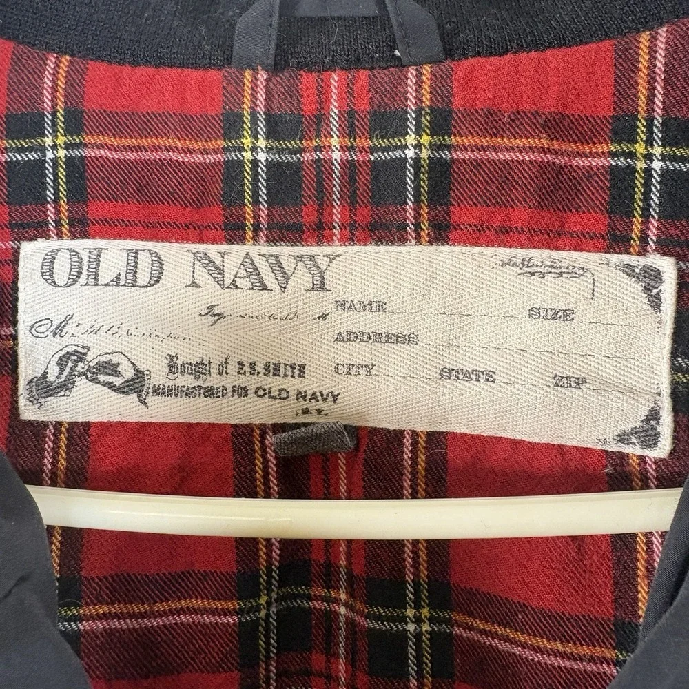 🇺🇸Retro 2006 Old Navy Flannel Lined Zip Up Black Jacket With Pockets Size L